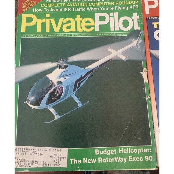 Private Pilot Aviation Magazine 1991-1996 Lot of 4 Helicopter Grob Apache Plane - Picture 5 of 5
